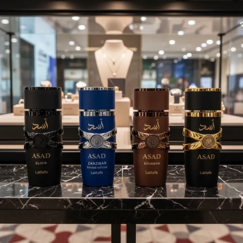 PERFUMES ASAD + ASAD ELIXIR + ZANZIBAR + BOURBON EDP 25 ML SET 4 PCS - 2