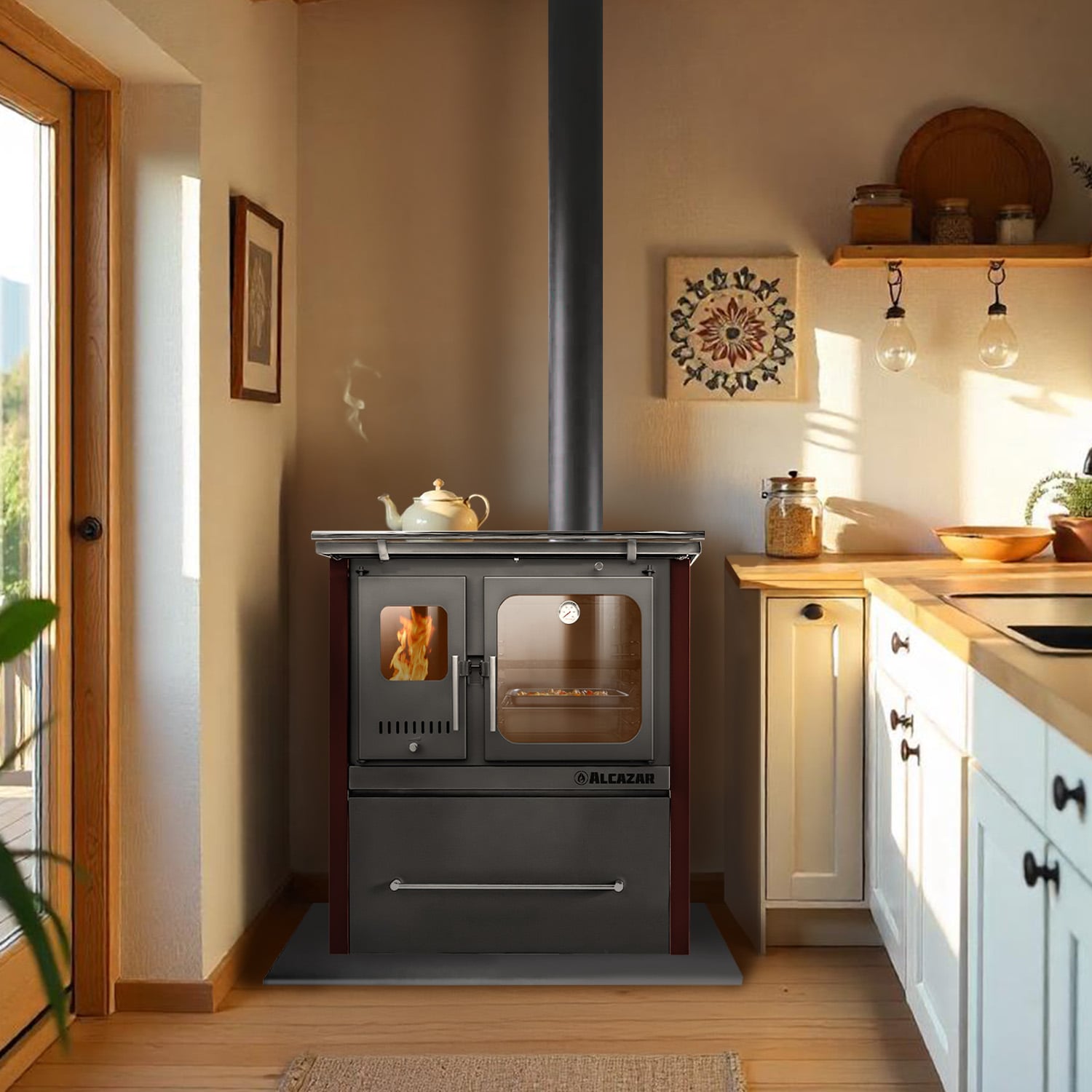 COCINA A LEÑA ALCAZAR EUROPEA M70 BURDEO - 7