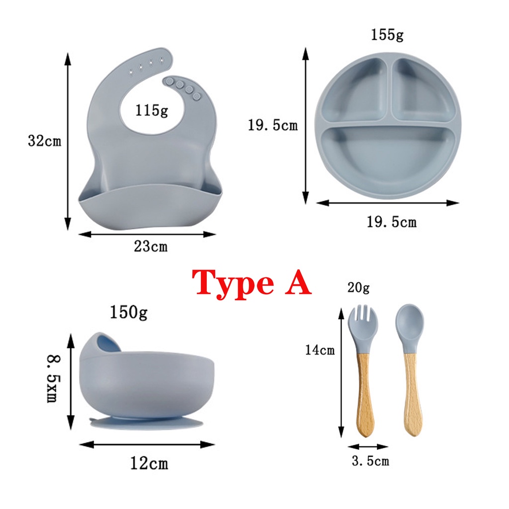 SET DE ALIMENTACIÓN INFANTIL SILICONA GRIS - 1