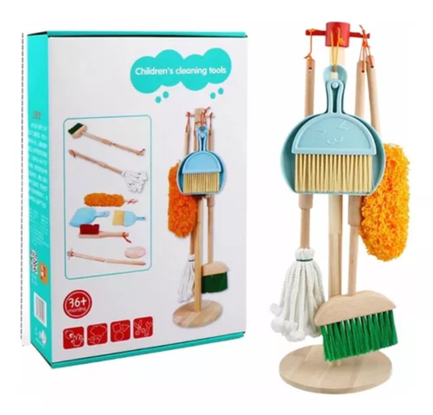 SET DE ASEO Y LIMPIEZA JUGUETE DE MADERA PARA NIÑOS - 2