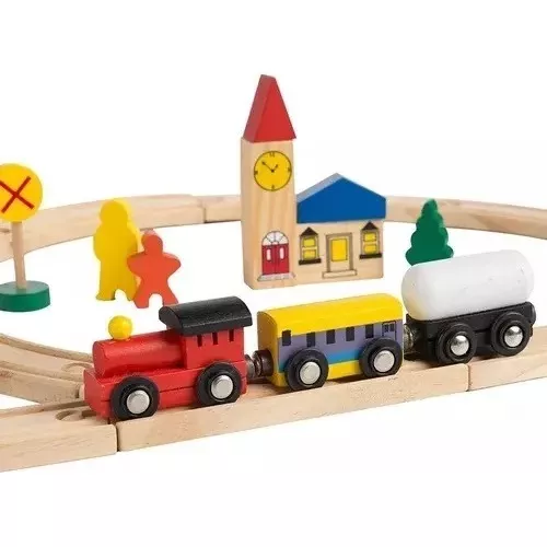 PISTA TREN DE MADERA JUGUETERÍA ESTELAR ALERCE 48 PIEZAS - 1