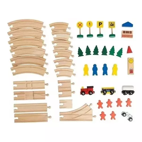 PISTA TREN DE MADERA JUGUETERÍA ESTELAR ALERCE 48 PIEZAS - 2