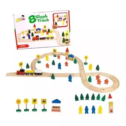 PISTA TREN DE MADERA JUGUETERÍA ESTELAR ALERCE 48 PIEZAS - 3