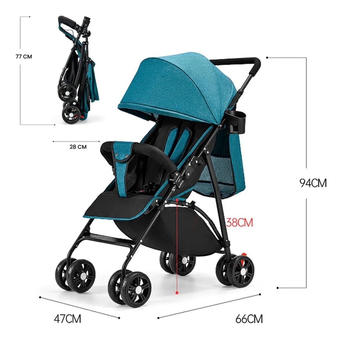 COCHE PLEGABLE AZUL - 3