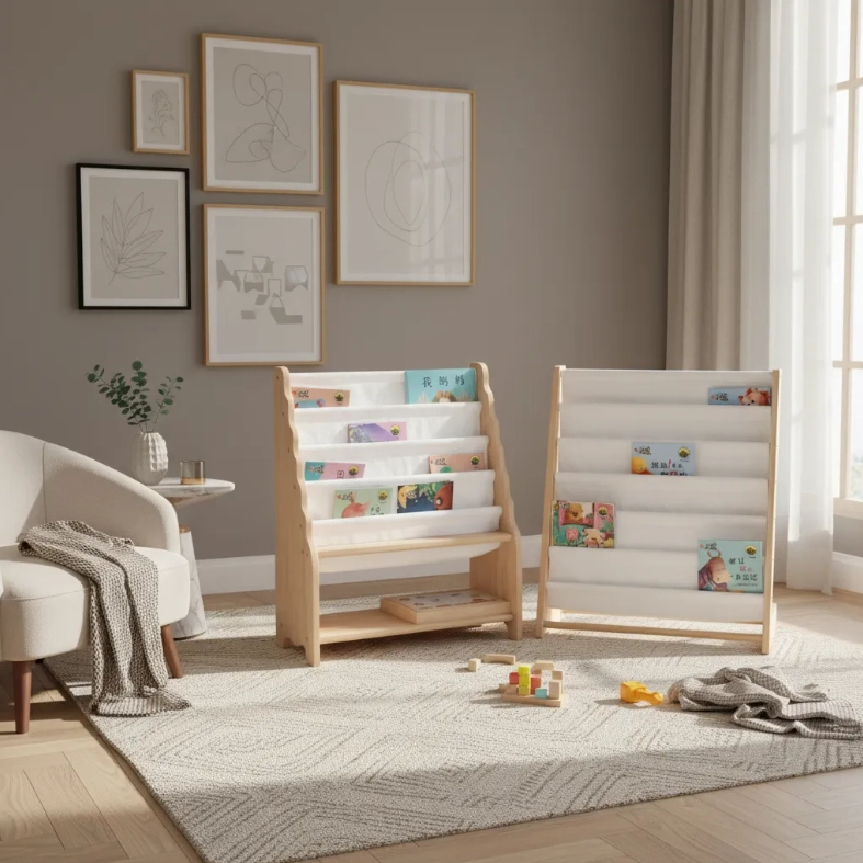 LIBRERO MONTESSORI TELA Y MADERA - 4