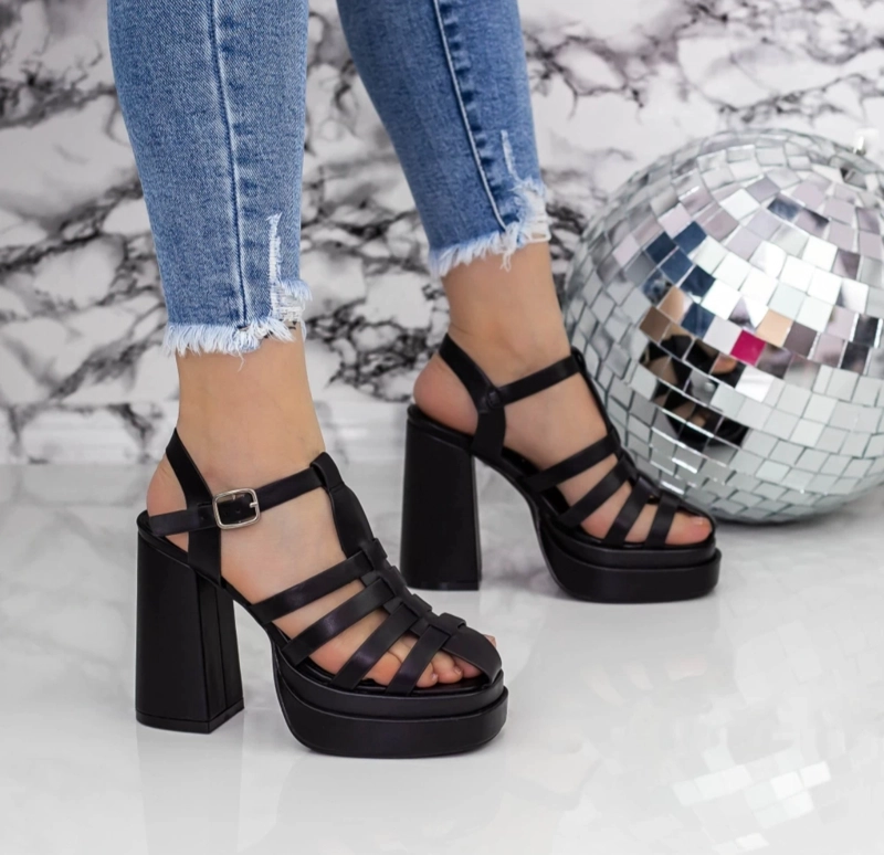 SANDALIAS MUJER AJ CALZADOS NEGRO CON PLATAFORMA M398 - 1