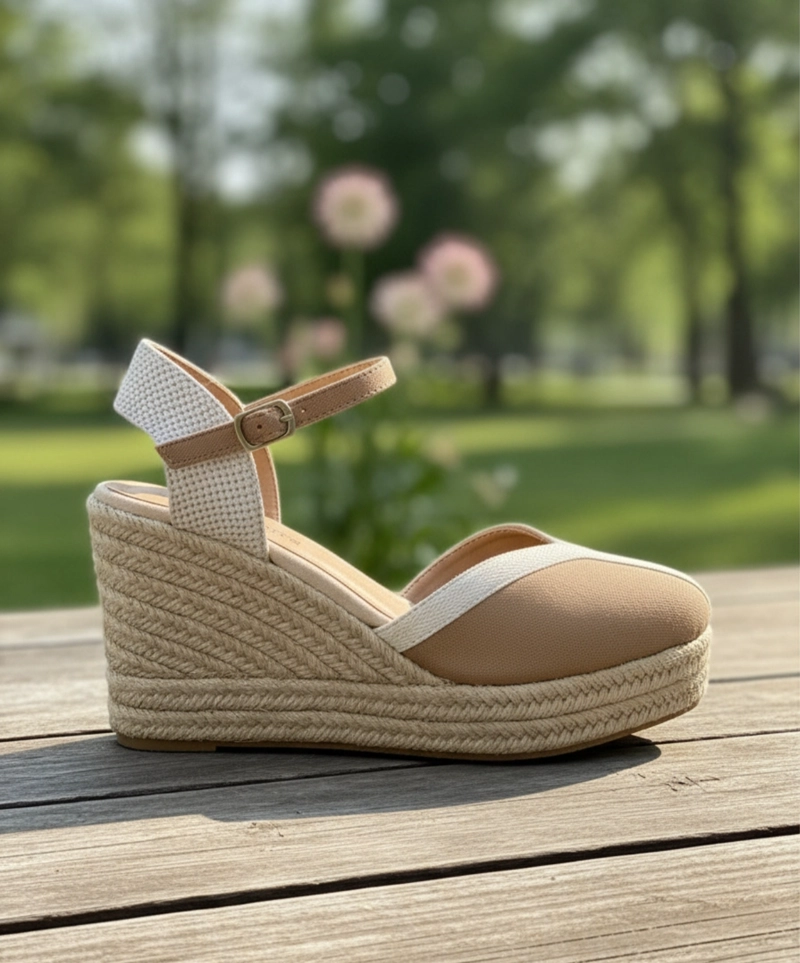 SANDALIAS CON YUTE  MUJER CASUALES EN GAMUZA CON PLATAFORMA  M536 - 2