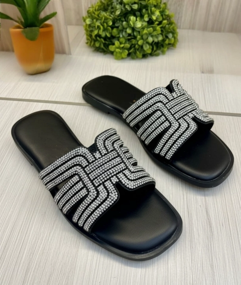 SANDALIAS CON BRILLITOS  NEGRAS MUJER  M573. HORMA CHICA - 3