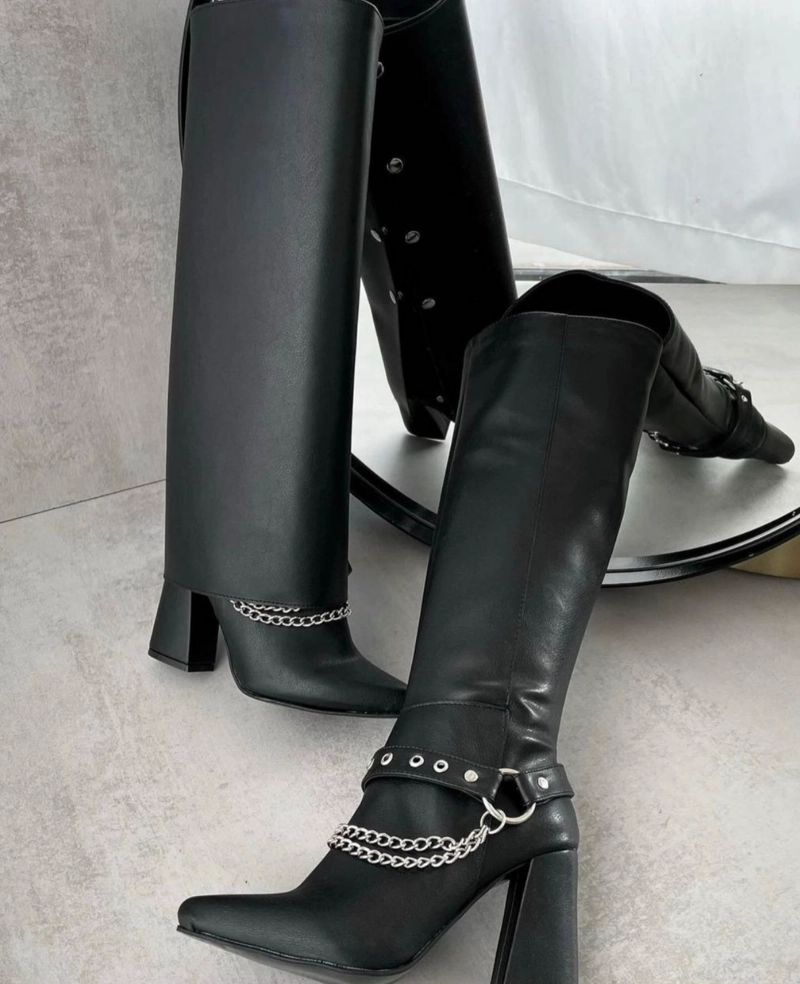 ELEGANTE BOTA NEGRA PARA  MUJER TRES FORMAS DE USAR M570 - 3