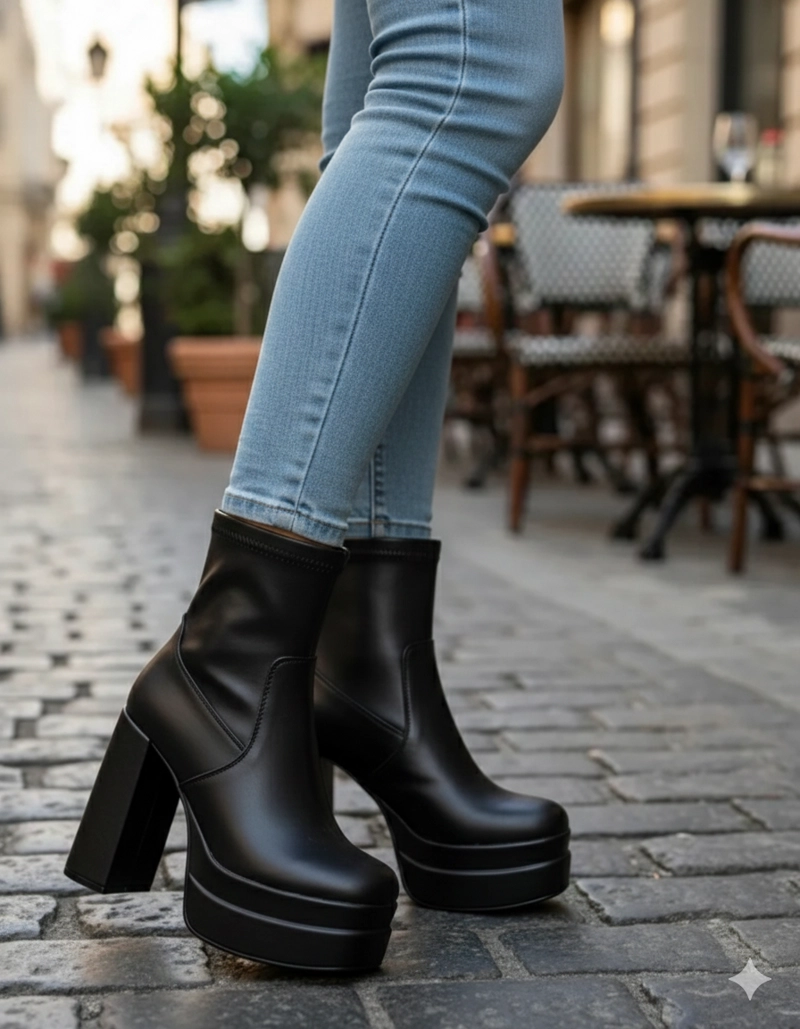 BOTIN MUJER TACO ALTO CON PLATAFORMA  M582 - 1