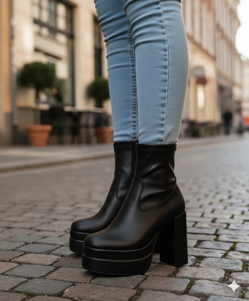 BOTIN MUJER TACO ALTO CON PLATAFORMA  M582 - 2