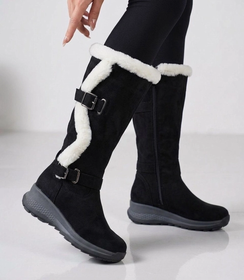 BOTAS PARA DAMA COLOR NEGRO EN GAMUZA M613 - 1