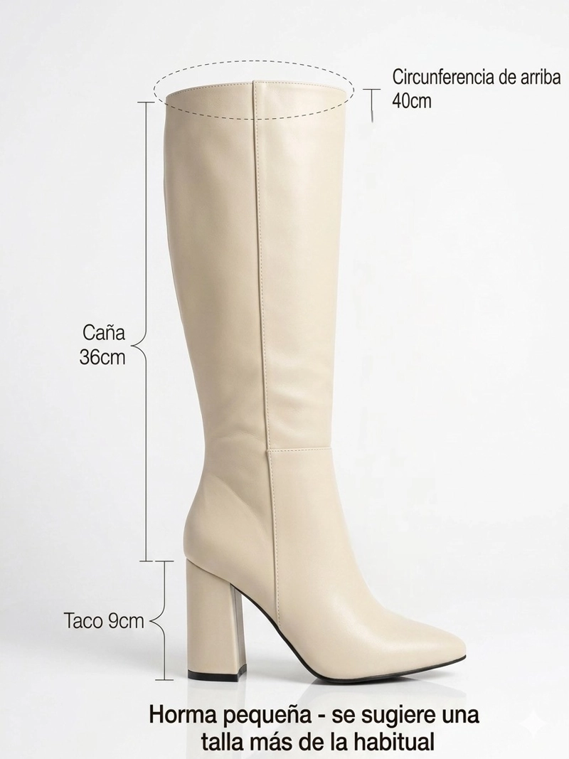 ELEGANTE BOTA COLOR BEIGE MUJER   EN ECO CUERO M608. HORMA PEQUEÑA - 2