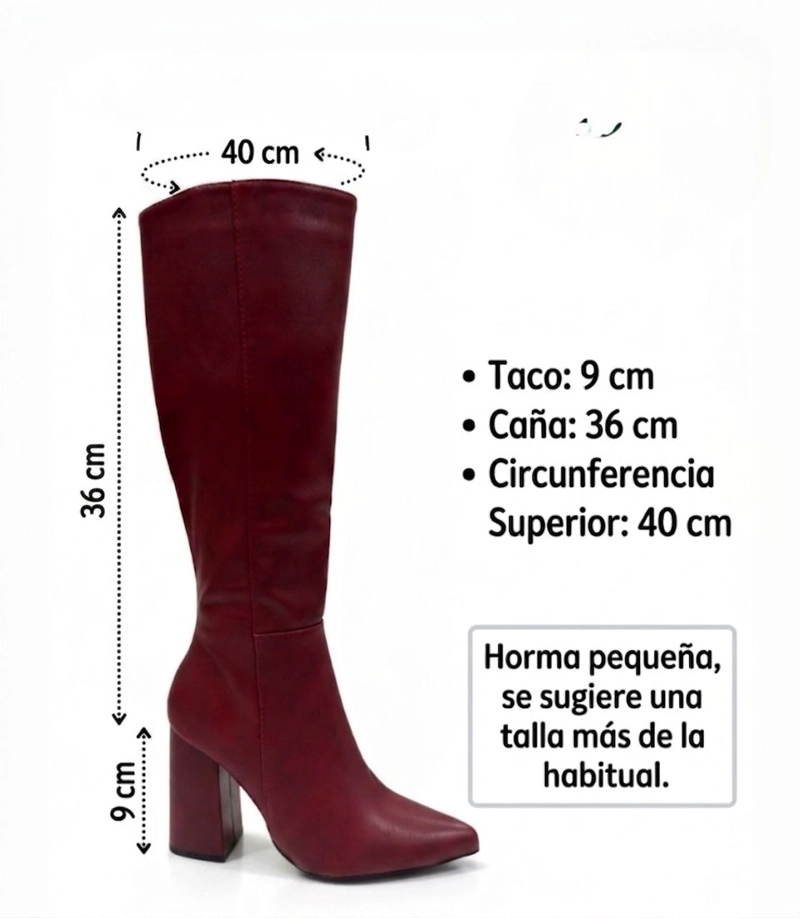 ELEGANTE BOTA COLOR BURDEO MUJER   EN ECO CUERO M588. HORMA PEQUEÑA - 2