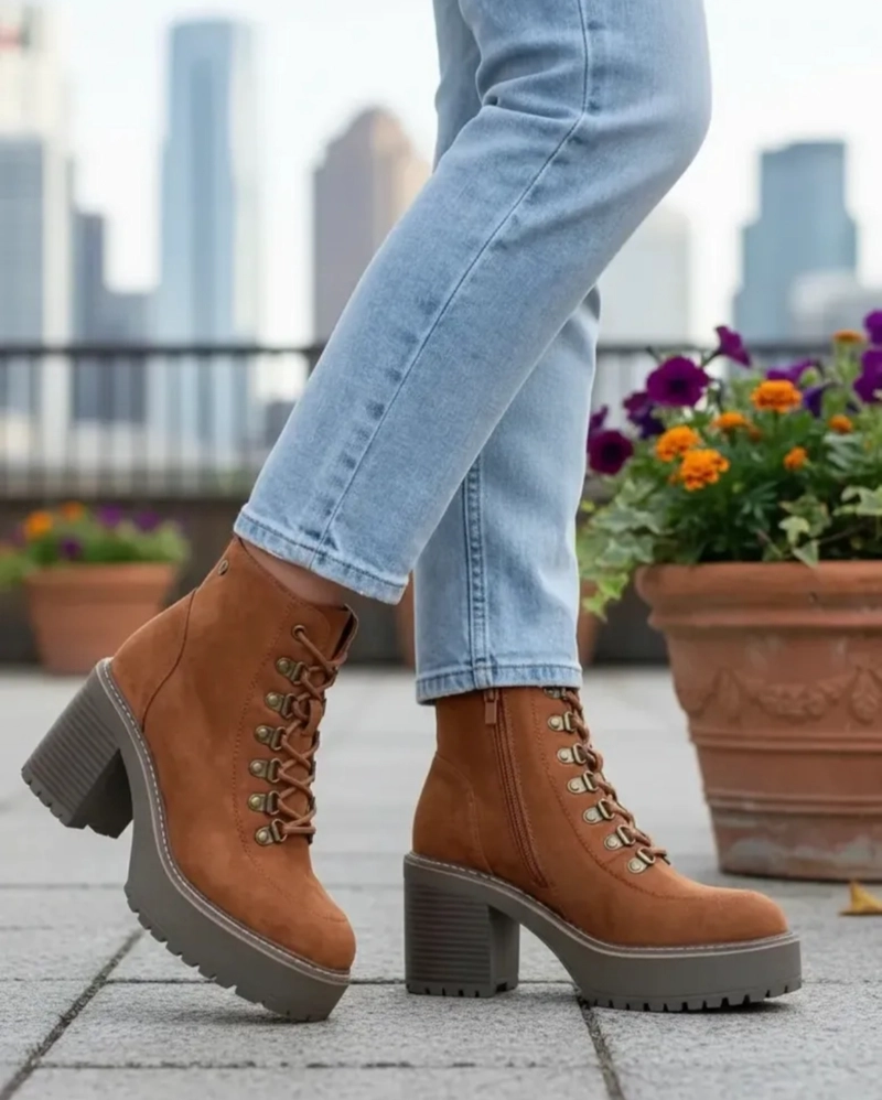 BOTIN MUJER DE GAMUZA CON PLATAFORMA  M596 - 1