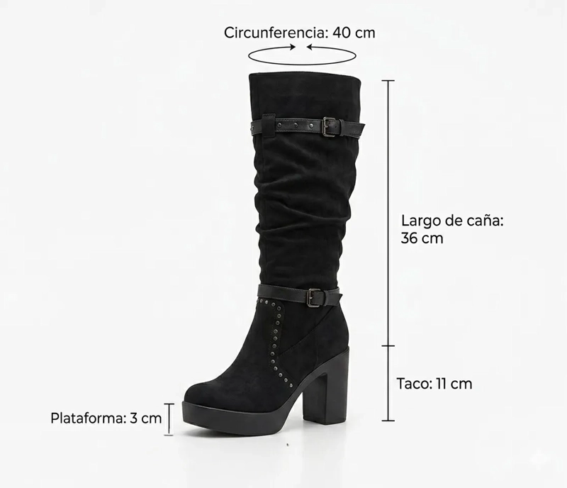 BOTA MUJER TACO ALTO CON PLATAFORMA EN GAMUZA M660 - 3