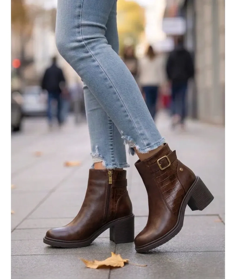 BOTIN COLOR CAFE  MUJER TACO MEDIO M628 - 1