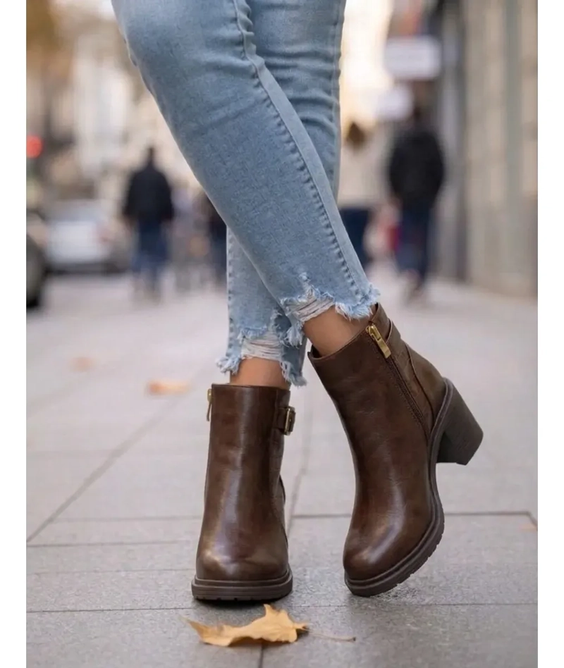BOTIN COLOR CAFE  MUJER TACO MEDIO M628 - 2