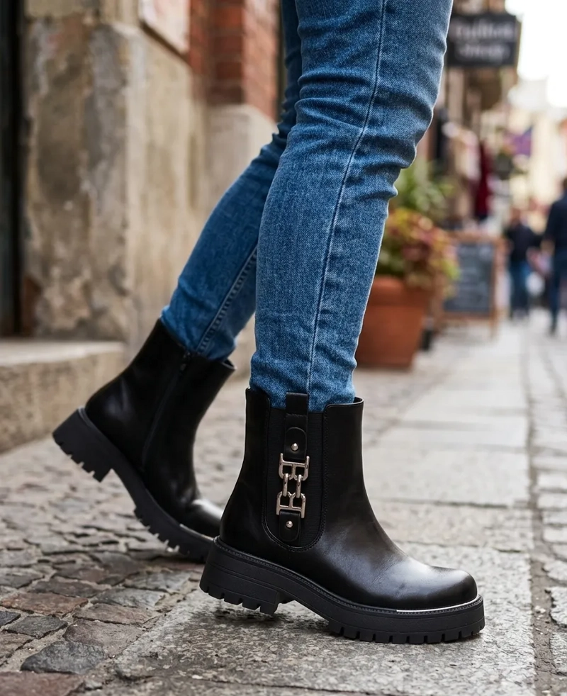 BOTIN NEGRO PARA MUJER CON PLATAFORMA M656 - 2
