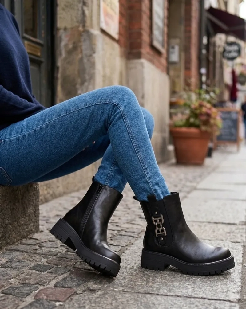 BOTIN NEGRO PARA MUJER CON PLATAFORMA M656 - 3