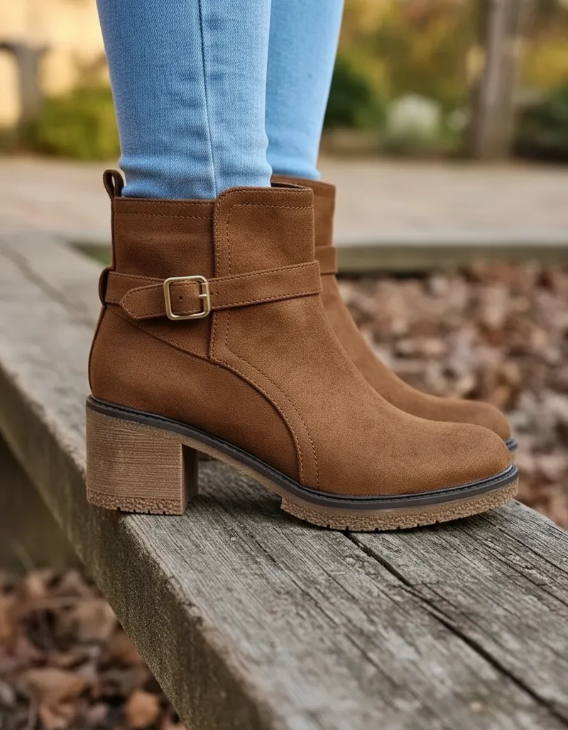 BOTIN COLOR CAMEL MUJER EN GAMUZA TACO MEDIO M630BOTIN COLOR CAMEL MUJER EN GAMUZA TACO MEDIO M630 B - 1