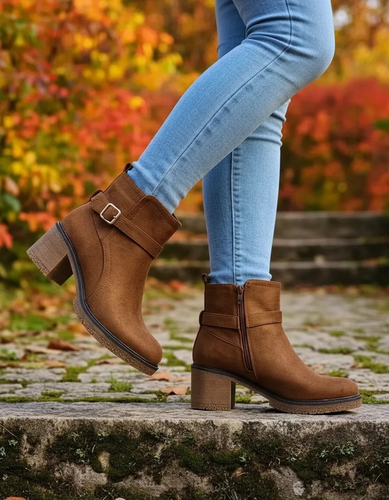 BOTIN COLOR CAMEL MUJER EN GAMUZA TACO MEDIO M630BOTIN COLOR CAMEL MUJER EN GAMUZA TACO MEDIO M630 B - 2