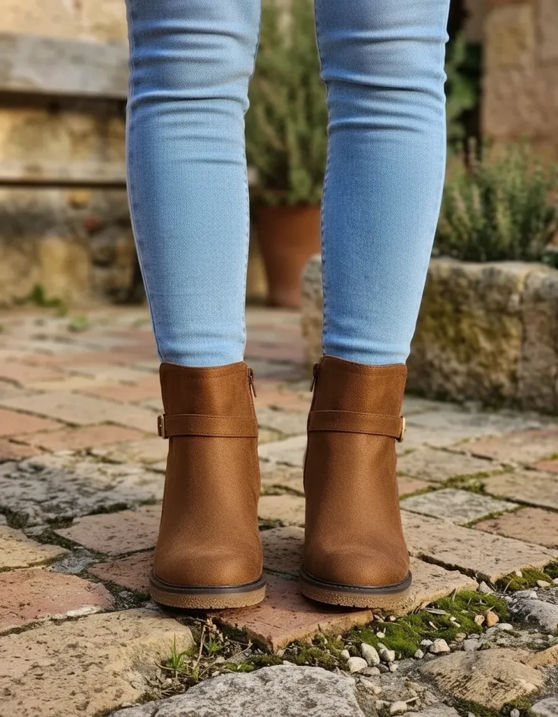 BOTIN COLOR CAMEL MUJER EN GAMUZA TACO MEDIO M630BOTIN COLOR CAMEL MUJER EN GAMUZA TACO MEDIO M630 B - 3