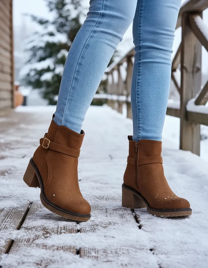 BOTIN COLOR CAMEL MUJER EN GAMUZA TACO MEDIO M630BOTIN COLOR CAMEL MUJER EN GAMUZA TACO MEDIO M630 B - 4