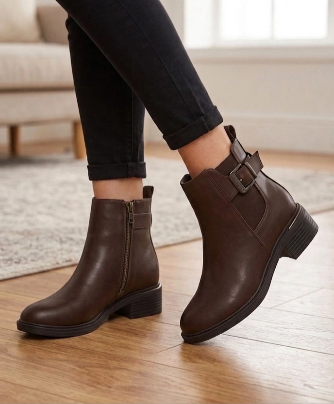 BOTIN MUJER COLOR CAFE  TACO BAJO  M680 - 1