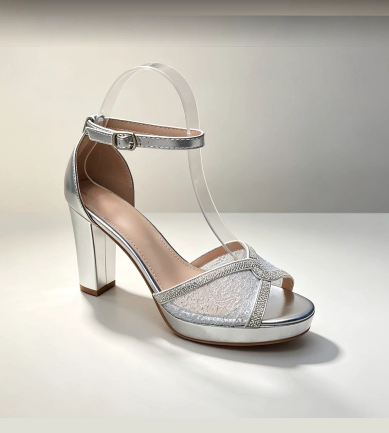 SANDALIAS PLATEADAS  MUJER ALTO MEDIO M688 - 3