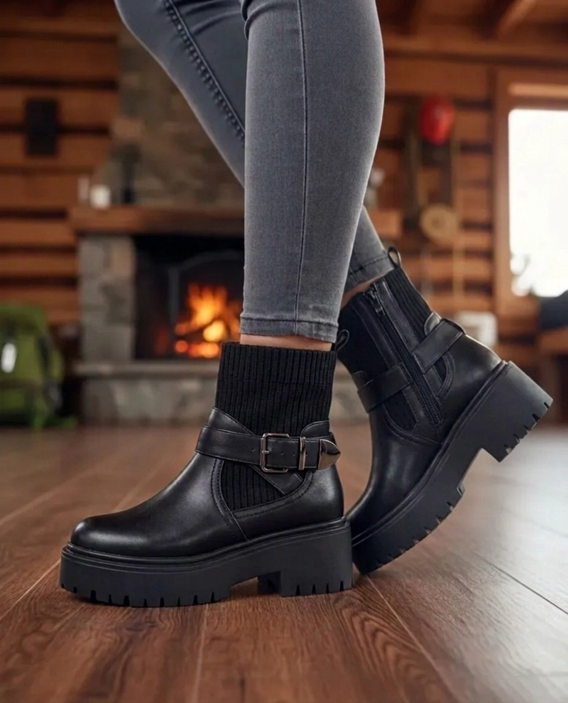 BOTIN MUJER TACO MEDIO CON PLATAFORMA  M679 - 1