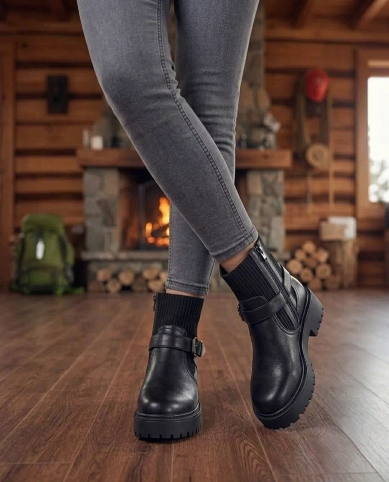 BOTIN MUJER TACO MEDIO CON PLATAFORMA  M679 - 2