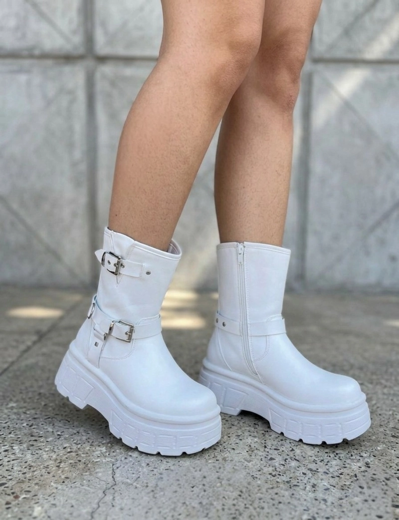 BOTIN BLANCO PARA MUJER CON PLATAFORMA M611 - 1
