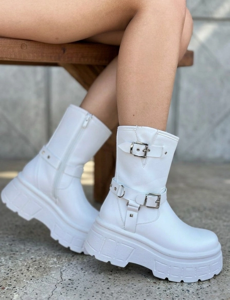 BOTIN BLANCO PARA MUJER CON PLATAFORMA M611 - 2
