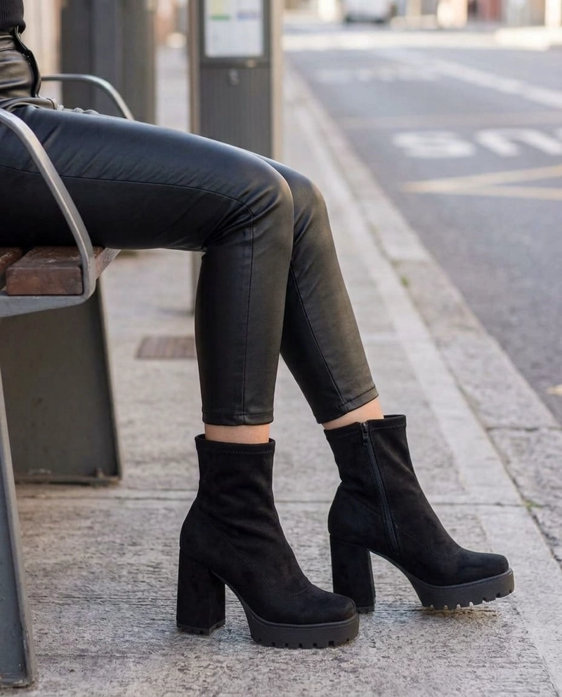 BOTIN MUJER TACO ALTO EN GAMUZA M685 - 1