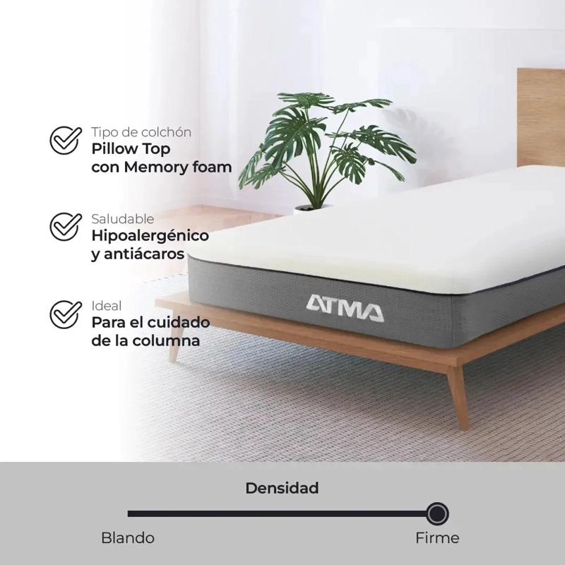 COLCHON DE ESPUMA ATMA SMOOTH TOP 1 PLAZA 90X190X29 CM - 8