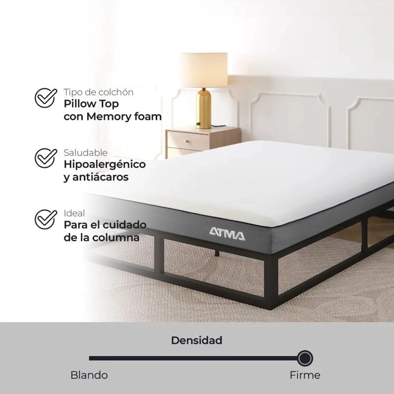 ATMA COLCHON SMOOTH TOP 2 PLAZAS 29 CM ORTOPE DICO BLANCO - 10