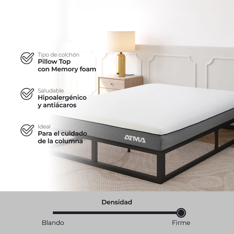ATMA COLCHON SMOOTH TOP 2 PLAZAS 29 CM ORTOPE DICO BLANCO - 2