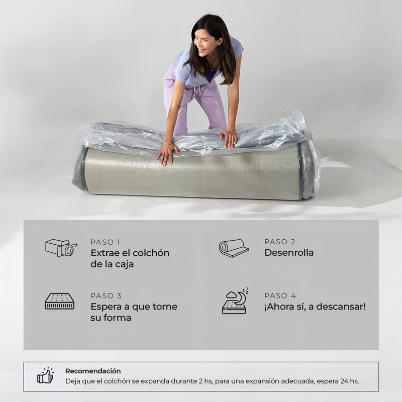 ATMA COLCHON SMOOTH TOP 2 PLAZAS 29 CM ORTOPE DICO BLANCO - 7