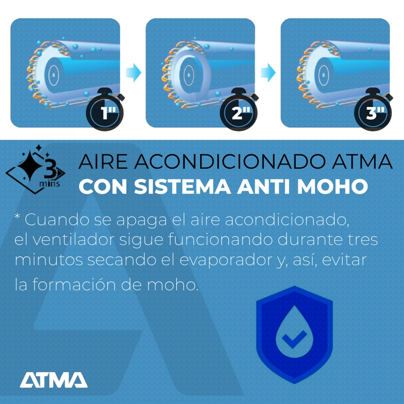 AIRE ACONDICIONADO ATMA SPLIT ON/OFF FRIO CALOR 12000BTU - 6