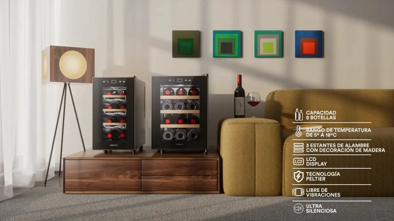 CAVA DE VINO TERMOELE CTRICA 8 BOTELLAS PANEL TOUCH NOBLEX - 8