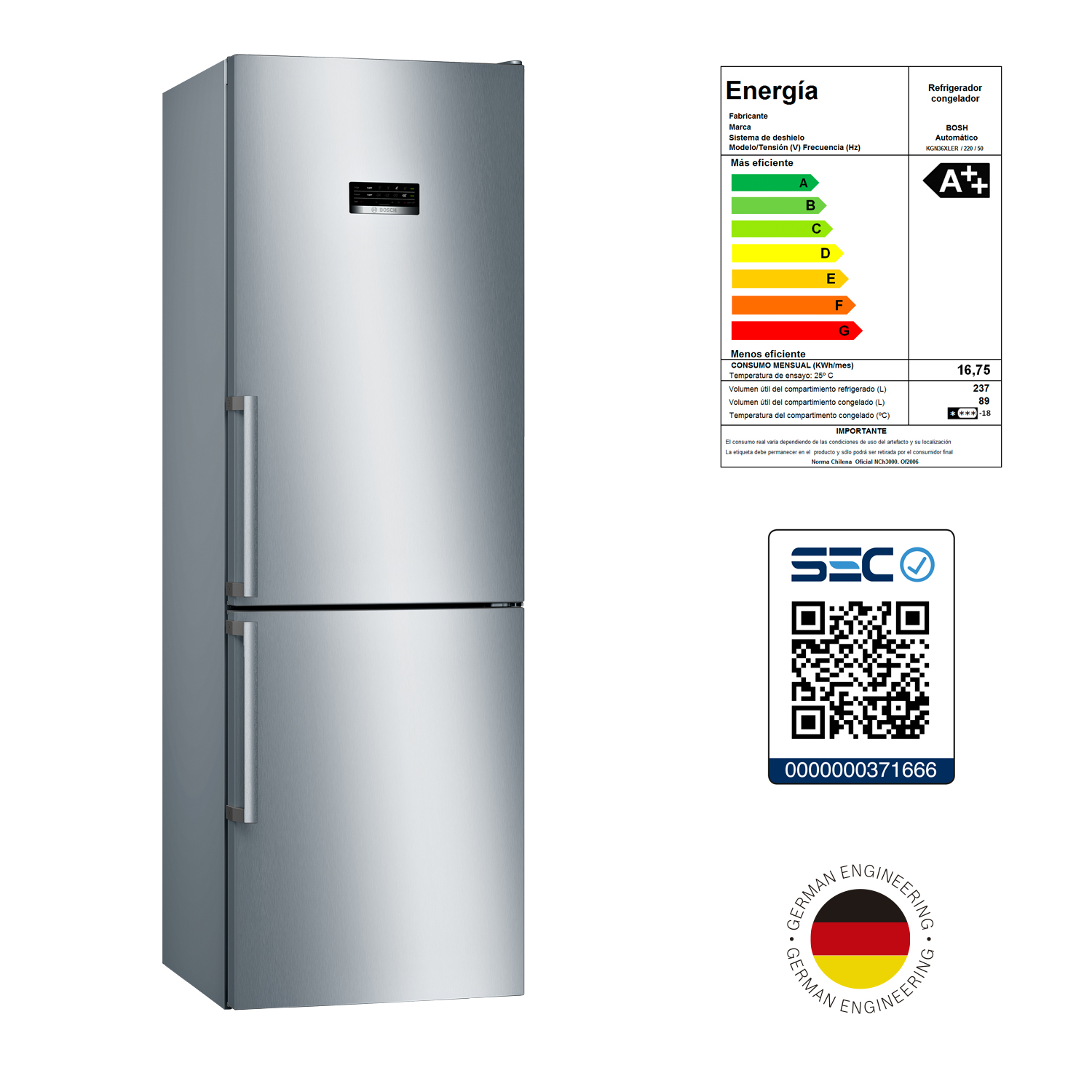 Refrigerador Bottom Freezer No Frost 324 L KGN36XLER Inox - 3