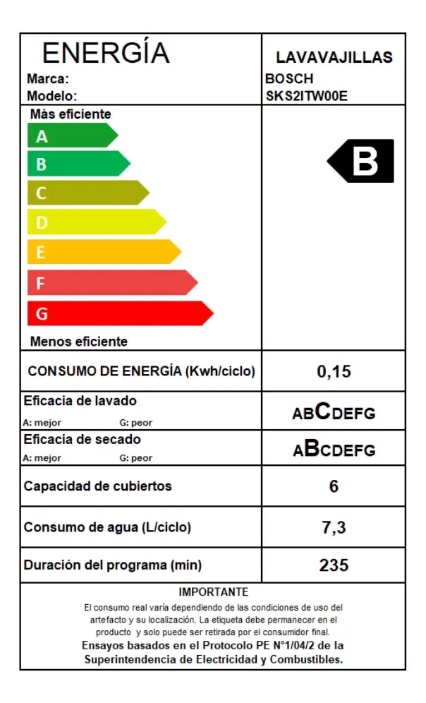 LAVAVAJILLAS LIBRE INSTALACION BOSCH 6 CUBIERTOS BLANCO - 8
