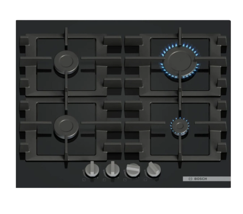 ENCIMERA A GAS BOSCH SERIE 4 PNP6B6K40 60 CM 4 QUEMADORES VIDRIO TEMPLADO NEGRO - 1