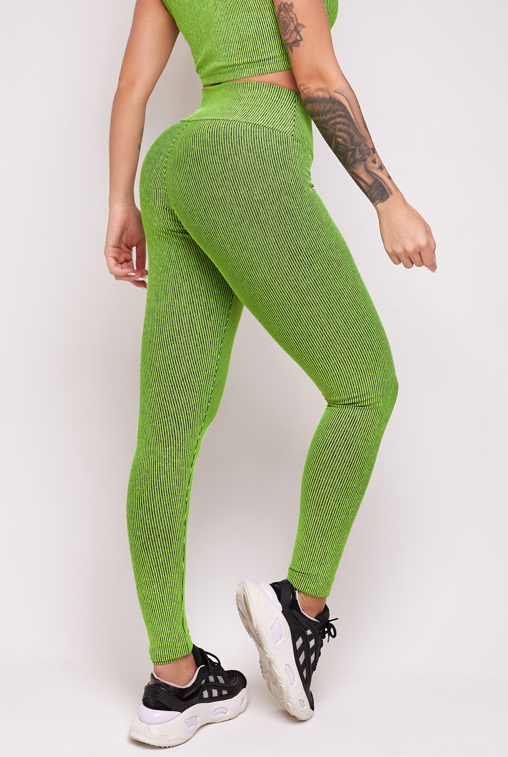 CALZA DEPORTIVA MUJER LETSGYM VERDE CLARO 3D RIB - 2