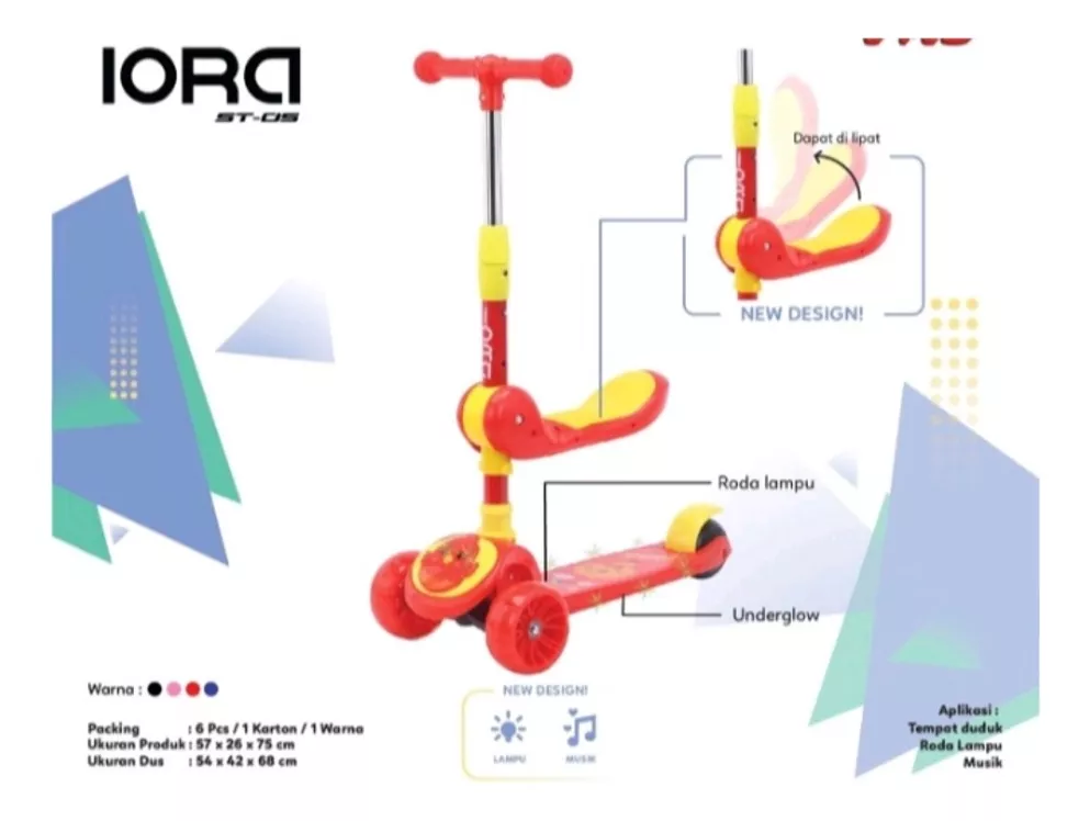SCOOTER MUSICAL CON LUCES Y SILLA PLEGABLE - 3