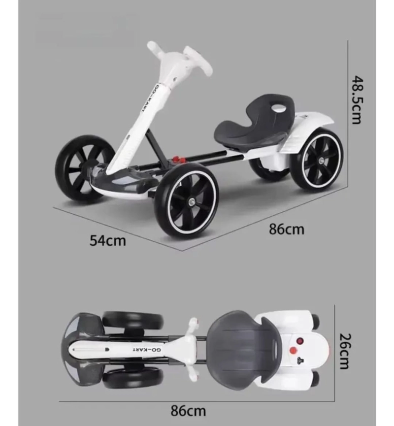GO KART ELE CTRICO AJUSTABLE CON BLUETOOTH PARA NIÑOS BLANCO - 3