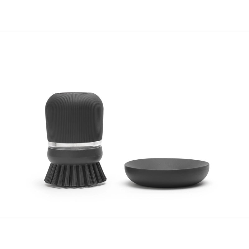 CEPILLO PARA PLATOS CON DISPENSADOR DARK GREY - 2