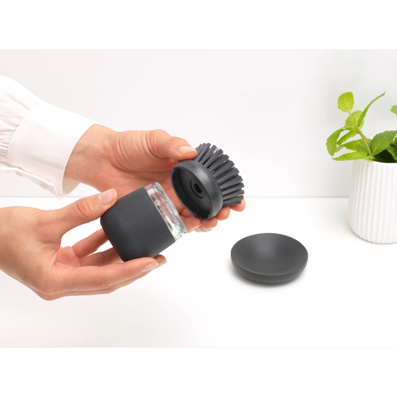 CEPILLO PARA PLATOS CON DISPENSADOR DARK GREY - 4