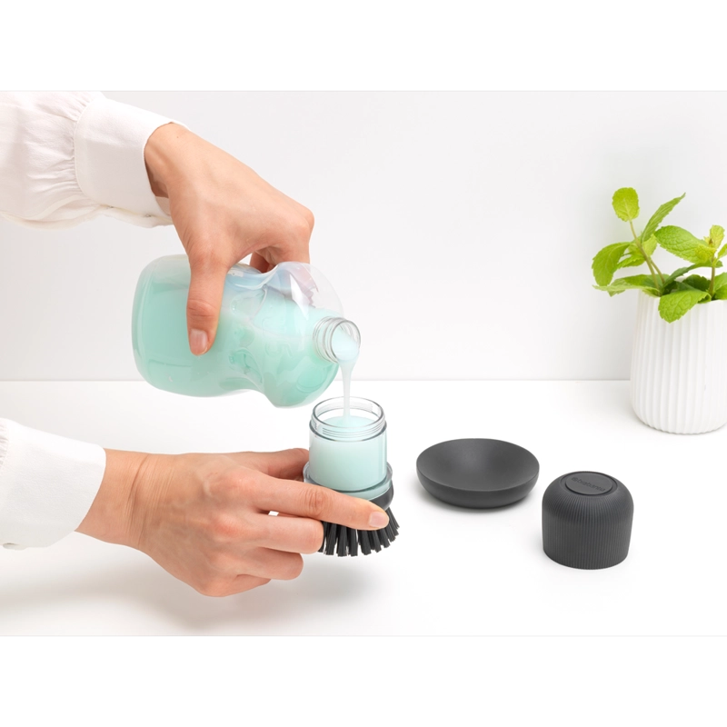 CEPILLO PARA PLATOS CON DISPENSADOR DARK GREY - 5
